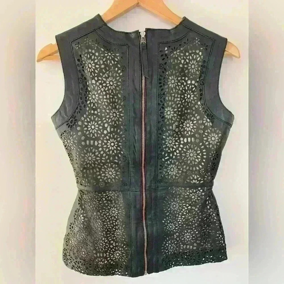 MALIKA  COUTURE Laser Cut Peplum Top - Picture 3 of 9